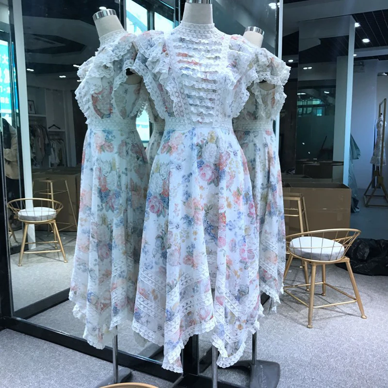 ZIM дизайнерское летнее платье для подиума женское винтажное Цветочное с принтом