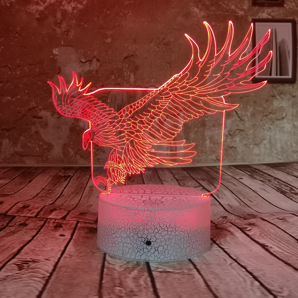 Прямая поставка милый Орел LED RGB USB 7 цветов 3D ночник Иллюзия градиент детская