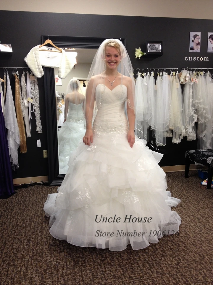 Халат де mariée 2016 реальный образец органза линии урожай кот свадебное платье