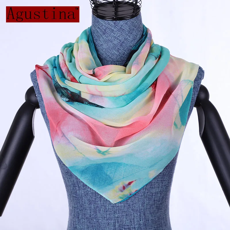 2018 шифоновый шарф Летний лист Модные Роскошные шали шарфы для женщин большой