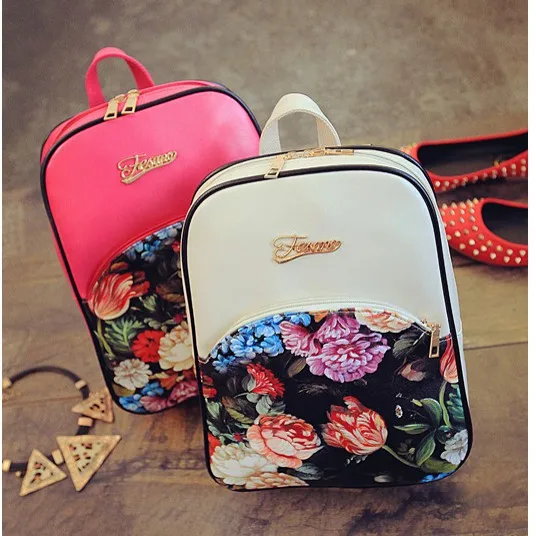 Корейский печать рюкзак шитьё хит цвет роза наплечная сумка школа рюкзаки|backpack