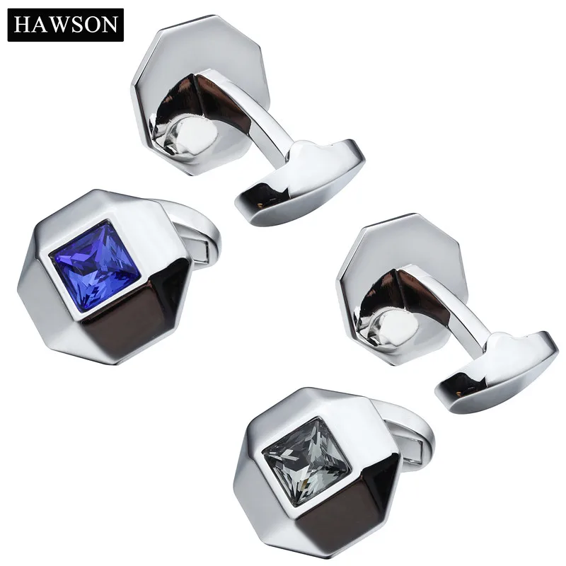 Hawson Octagon запонки с красочными Кристалл Best подарок мужу роскошные бренды |