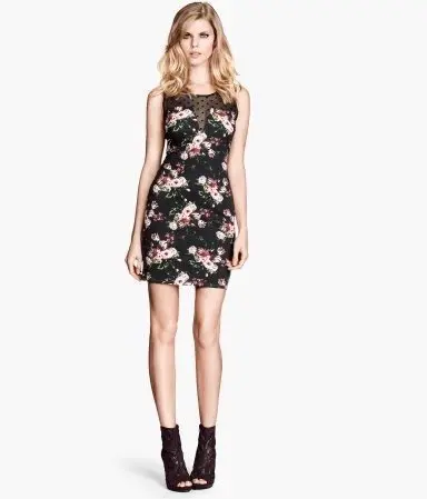 New 2015 Peony Dress Sheath The European and American Style Stretch Cotton Lace Joining Together S-L | Женская одежда