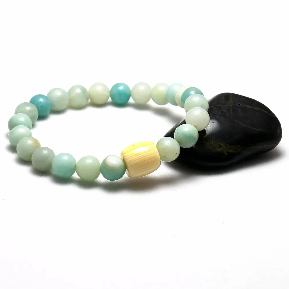 Шарм Higth Качество Натуральный Камень Амазонит Круглый шарик мужской браслеты
