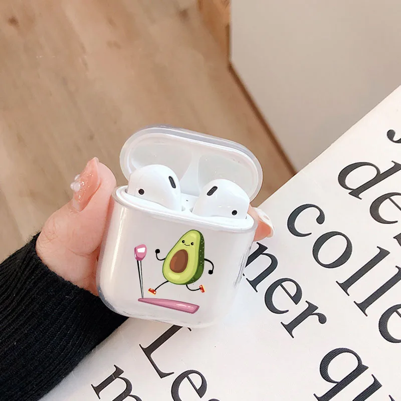 Милый чехол для Apple airpods, чехол с мультяшным забавным авокадо, Bluetooth, чехол для наушников Airpods 1, 2, сумки для зарядки, Жесткий Чехол для наушников