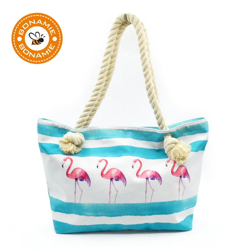 Сумка тоут женская холщовая с фламинго на одно плечо|tote handbag|beach bagtote bag |