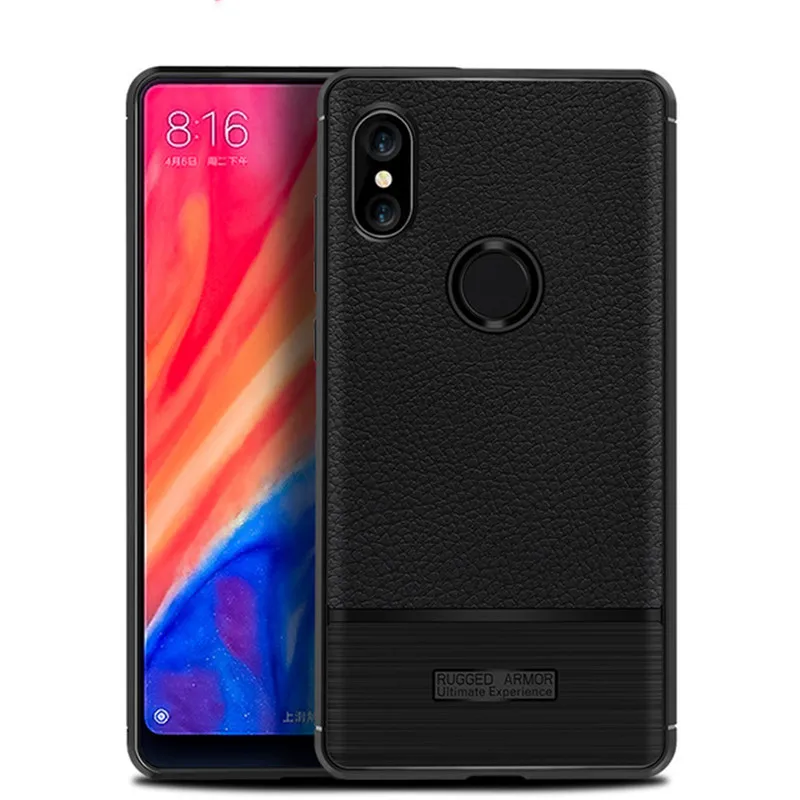 SRHE For Xiaomi Mi Mix 2S Case Cover Litchi Texture Carbon Fiber Soft Silicone Full Back Mix2S |