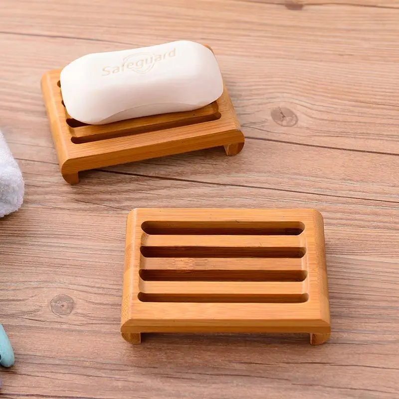 

Natural Bamboo Soap Dishes Tray Holder Bathroom Soap Rack Plate Box Container