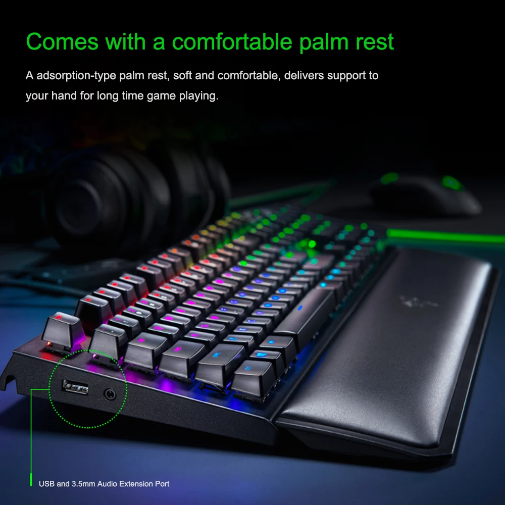 Механическая игровая клавиатура Razer blackтна 104 клавиш RGB подсветка эргономичная с