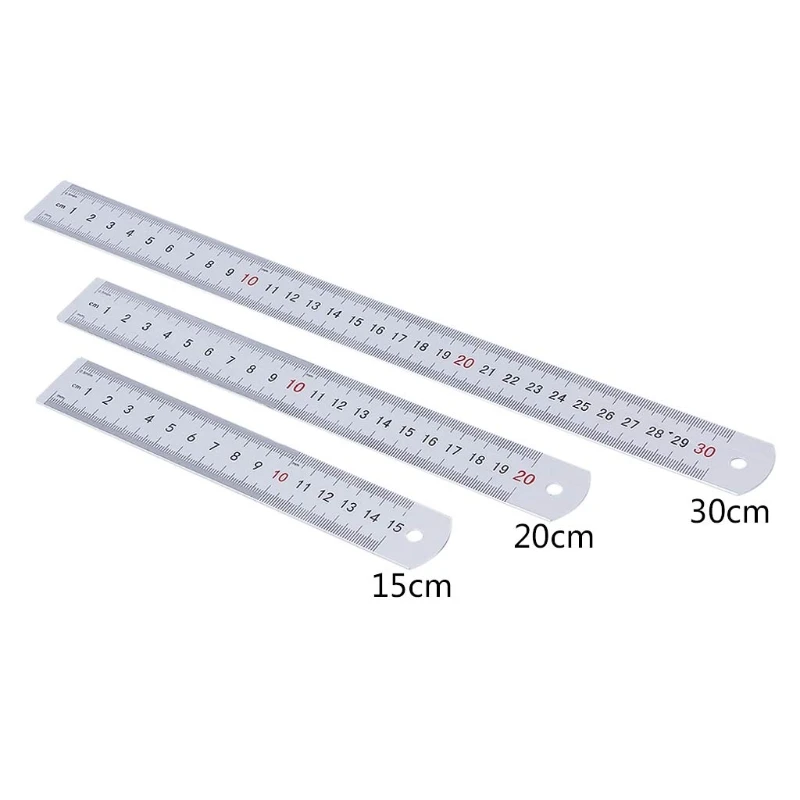 

15/20/30cm Straight Aluminum Ruler Measuring Tool inch/cm Sewing Craft DIY Home