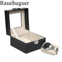 hot sale 2 grids leather watch box fashion style for convenient travel storage jewelry watch collector cases organizer box