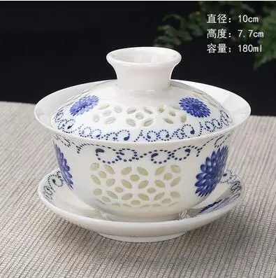 180ml Китайский чайный сервиз Gaiwan голубой и белый фарфор Чайный набор кунг-фу Супница керамическая чашка для чая здоровье чайная чашка и блюдце мастер чашки - Цвет: 180ml