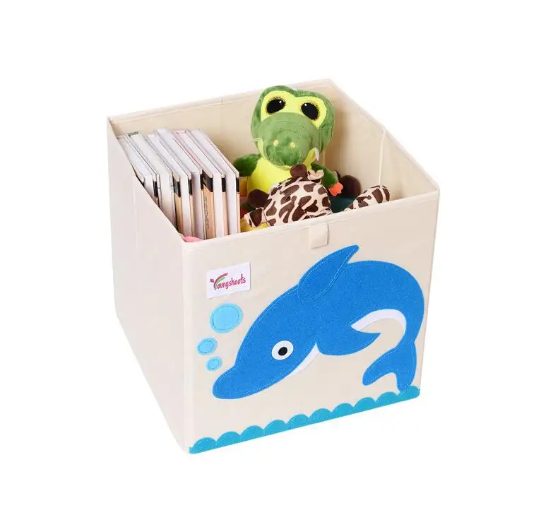 dolphin Новая 3D коробка для хранения игрушек Мультяшные животные складные корзины для хранения шкаф ящик Органайзер корзина для хранения одежды детские игрушки Органайзер - Цвет: dolphin