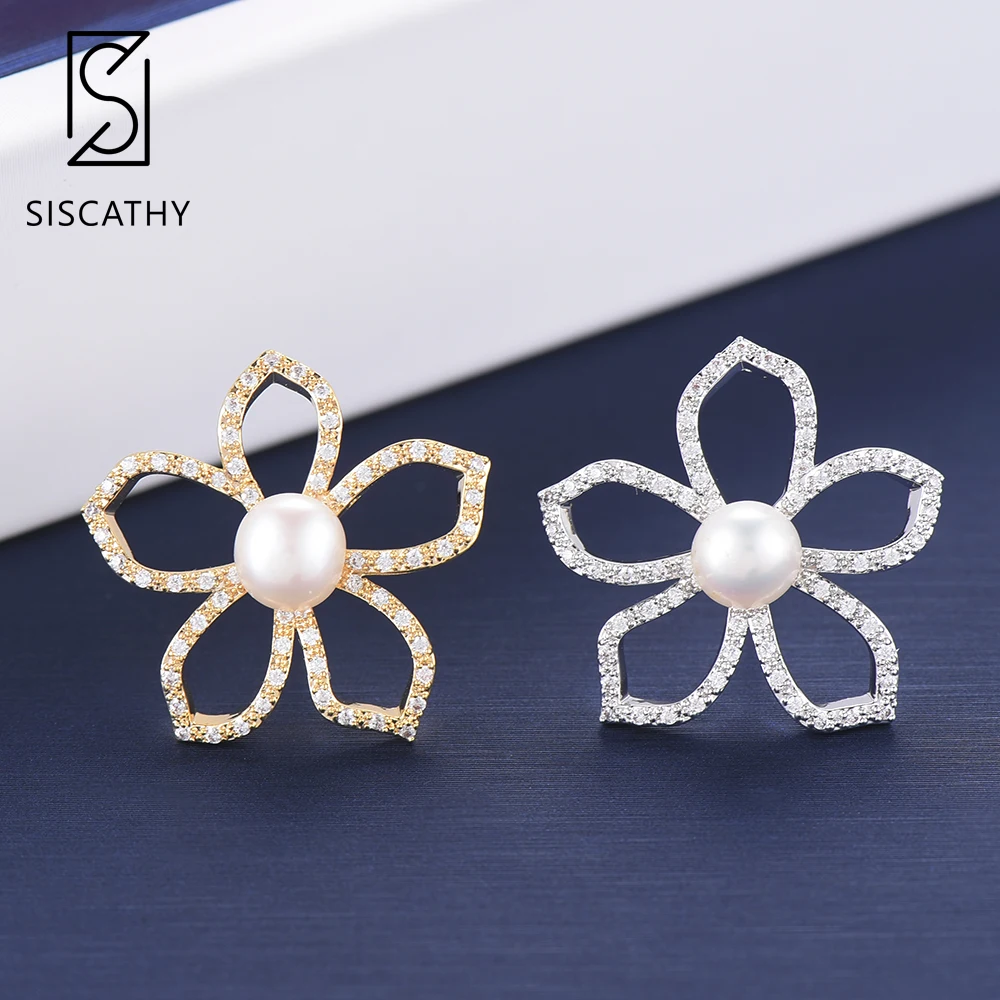 SISCATHY 21*21 мм Женская Популярная, в форме цветка полые кубические циркониевая инкрустация Серьги гвоздики ювелирные изделия pendientes mujer moda