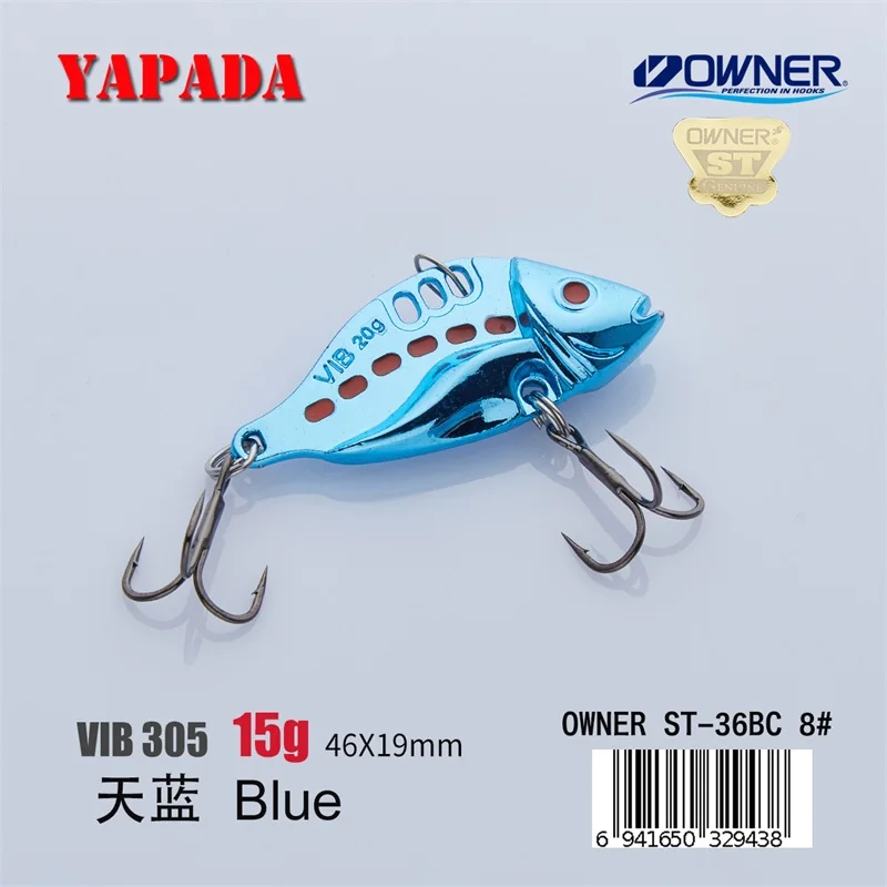 YAPADA VIB 305 шесть точек 10 г/15 г владелец тройной крючок 40-46 мм перо многоцветный цинковый сплав Металл VIB рыболовные приманки бас - Цвет: Blue 15g
