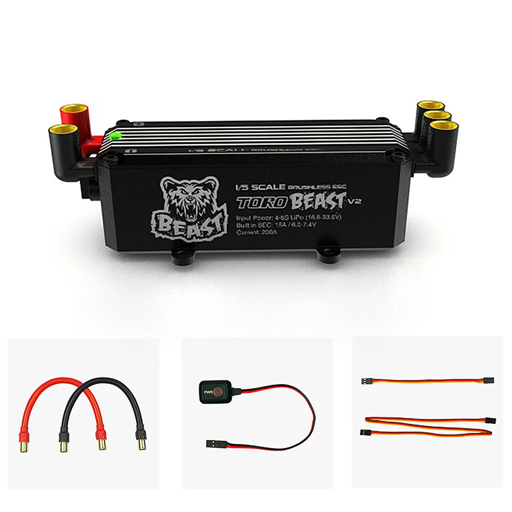 V2 200A Brushless ESC 8S Programmable Biult-in BEC for 1/5 RC Off Road Car Parts Accessories | Игрушки и хобби