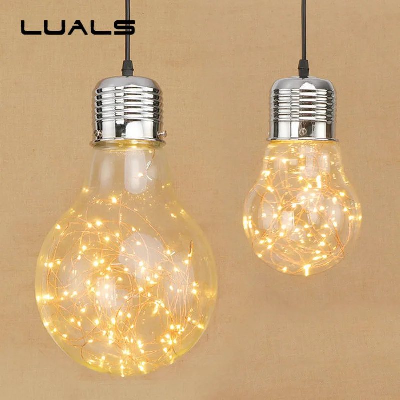 

Personality Pendant Lamp Creative Bulb Shape Glass Pendant Light LED Suspension Luminaire For Restaurant Pendant Lamps Lighting