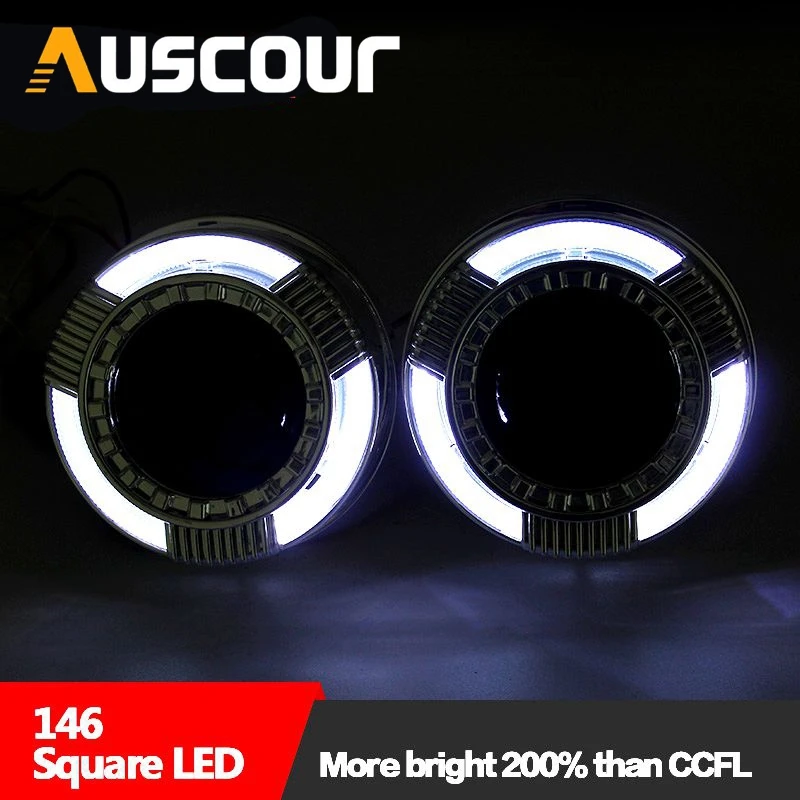 2 шт. 3,0 дюймов led день бег ангельские глазки Маска Крышка Биксенон hid проектор Объектив кожухи белый цвет ксеноновый комплект фары Изменить