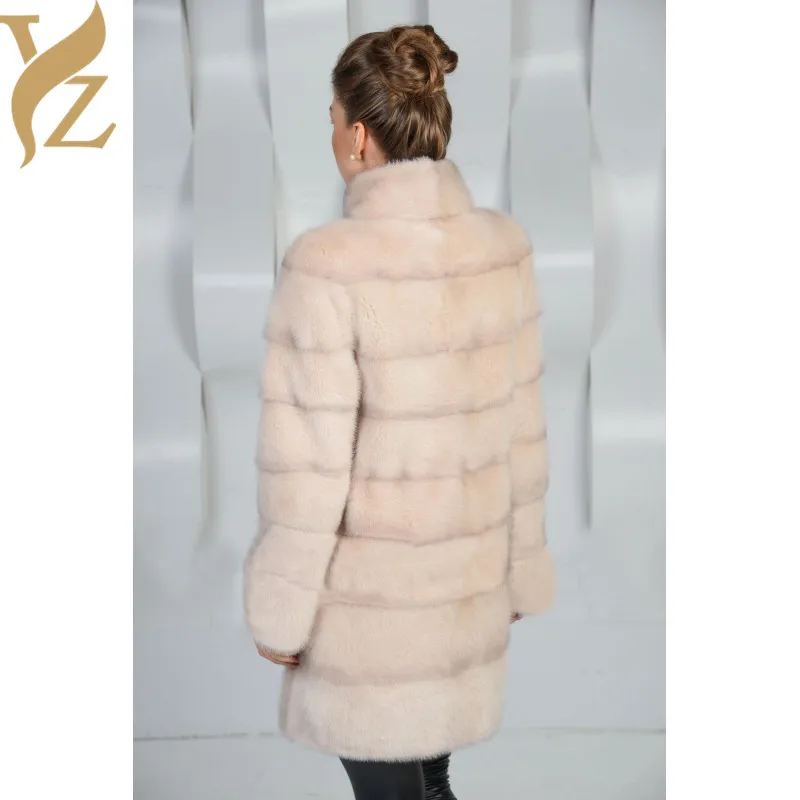 Модные 100% из натурального меха норки пальто с мехом для женщин светильник