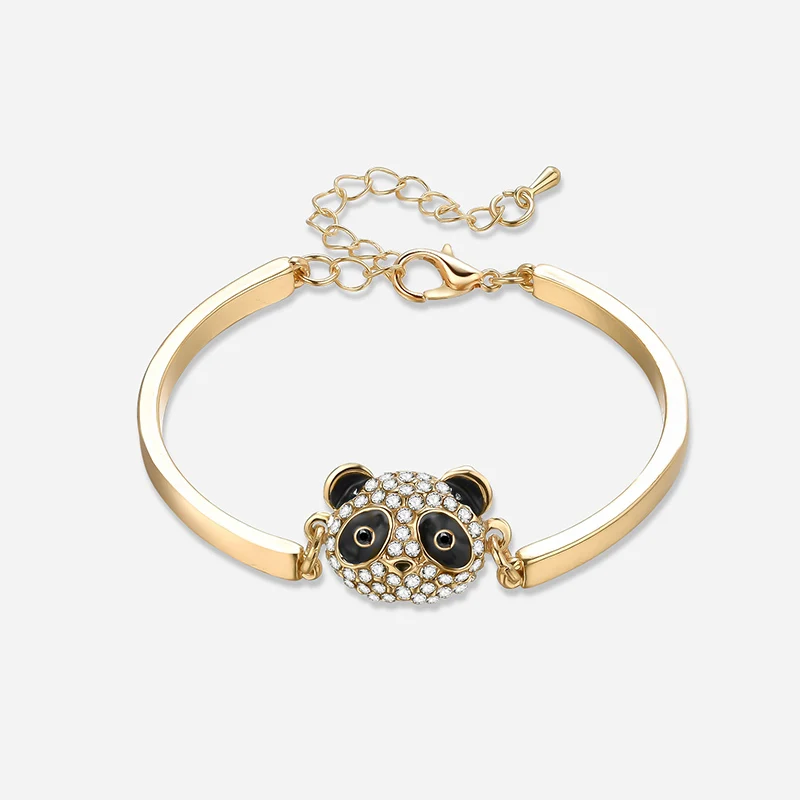 

Dainty Trendy Adjustable Women Bracelets Zircon Panda Crystal Woman bracelet Gold Chain Crystal Women Bangle Jewelry Accessory