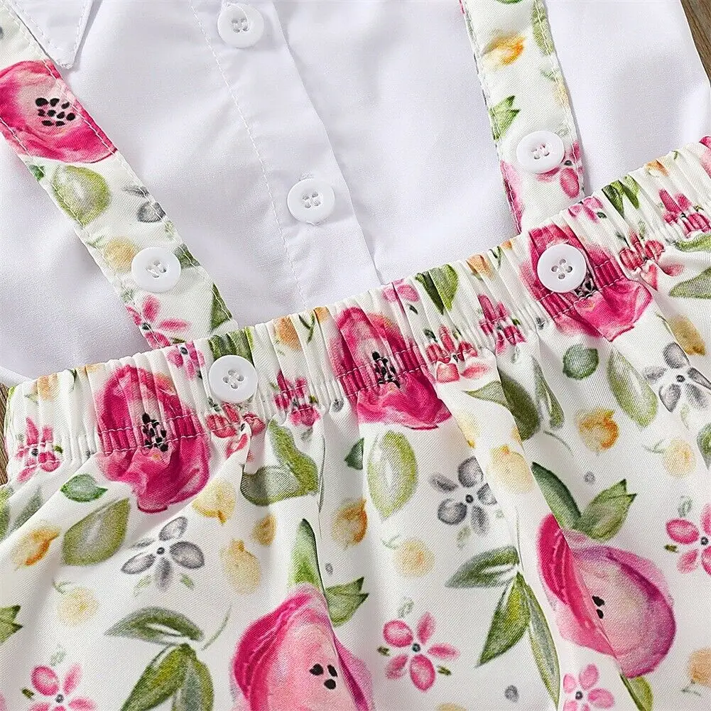 Летний комплект для маленьких девочек из 2 предметов Белый однобортный Топ