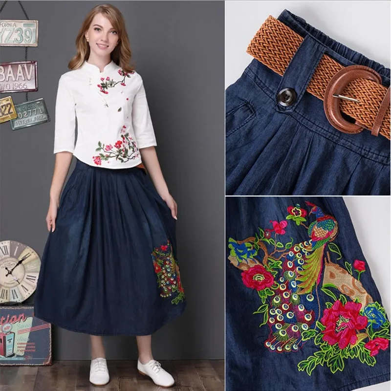 Бесплатная доставка 2018 Новая мода длиной макси Юбки формы А для женщин Большие