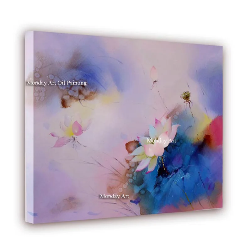 100% ручная роспись цветок лотоса абстрактные картины на холсте новый стиль