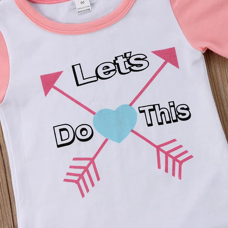 2 шт. хлопковая футболка с коротким рукавом и брюки оборками|girls clothing sets|clothing setskids