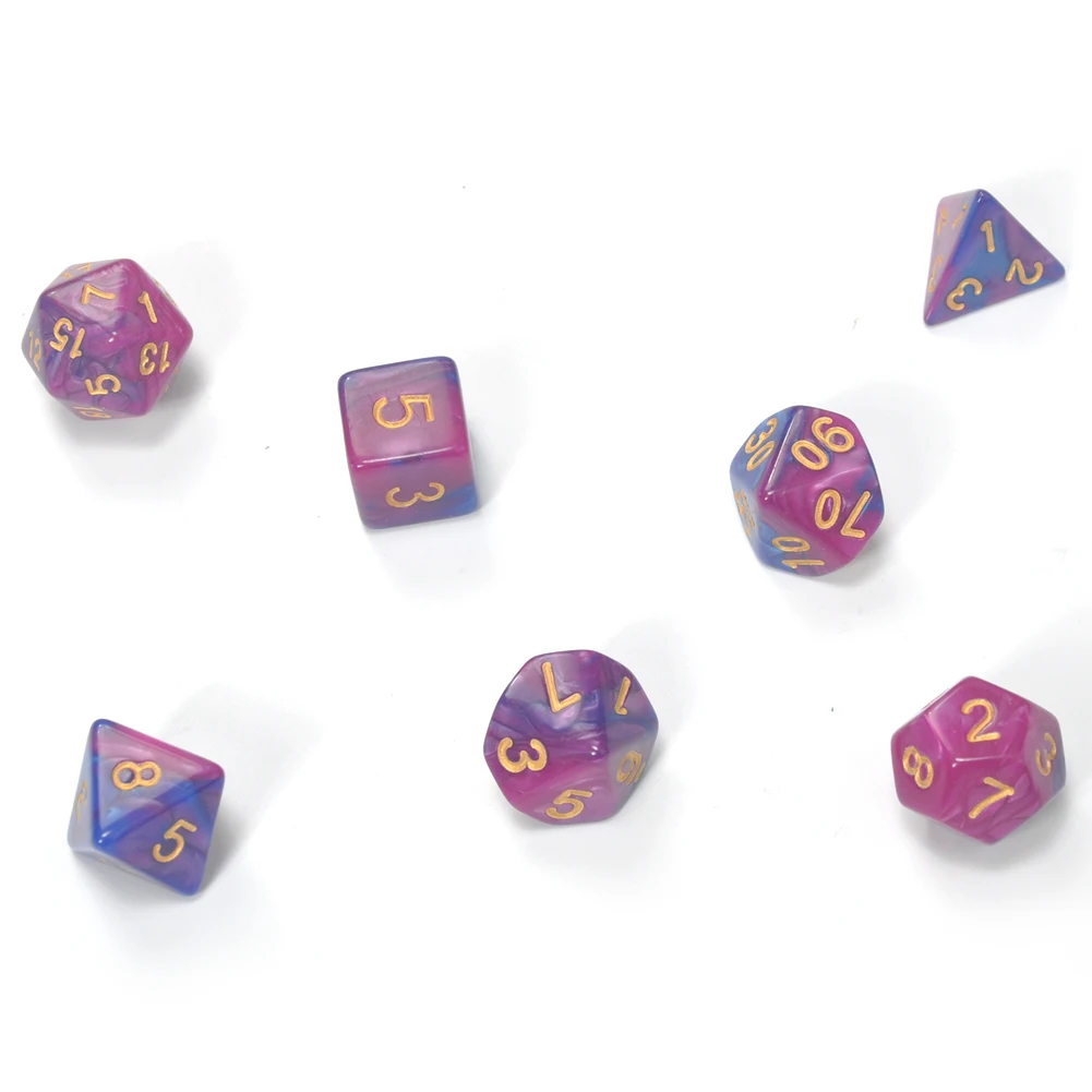 7 шт./компл. набор Игральный костей с Туманность эффект покер d& d d4 d6 d8 d10 d% d12 d20 многогранные TRPG игры Подземелья и Драконы Rpg игра в кости