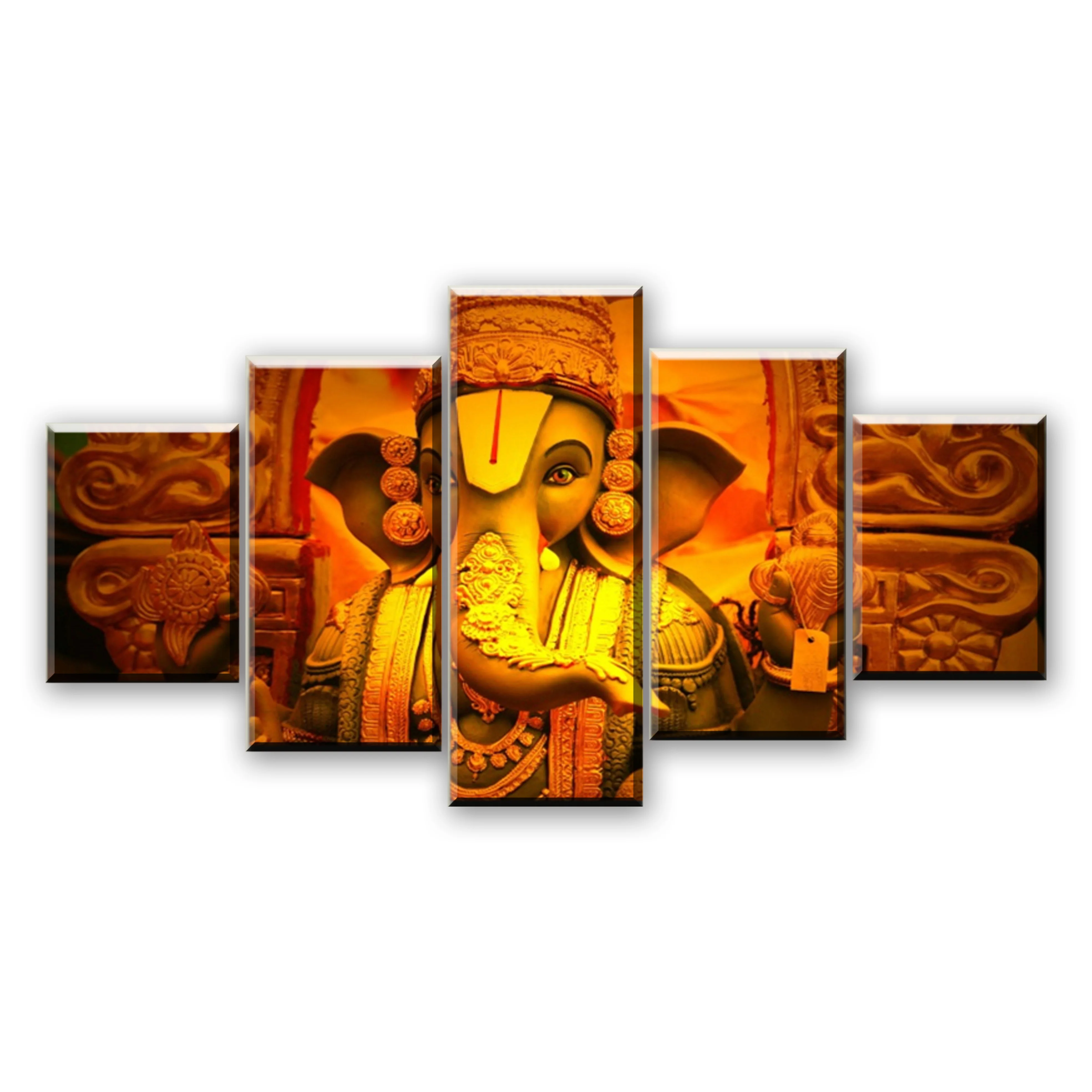 

Modern Wall Art Canvas HD Printed Modular Poster 5 Pieces Elephant Head God Pictures Home Decor India Ganesha Canvas Paintings
