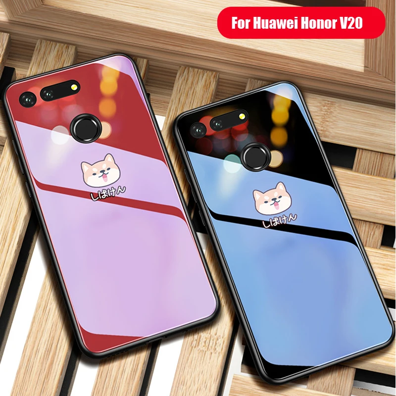 Стеклянный чехол Vpower для Huawei honor v20 задняя крышка силиконовый мягкий с краями