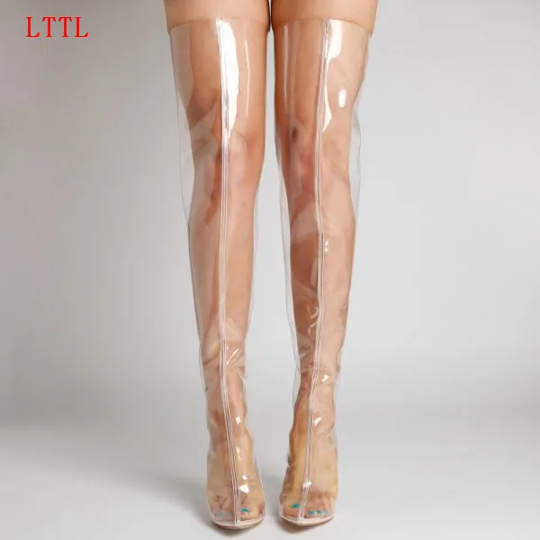 Мода 2017 Ясно Perspex Стилет Высокие Каблуки Ким Кардашян Обувь Прозрачные