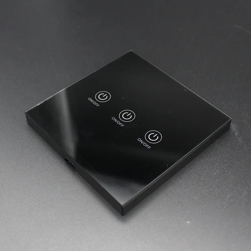 black 3 buttons 433 МГц 86 передатчиком настенный сенсорный контроллер с ПДУ для светодиодной ленты Панель закаленное Стекло Портативный РЧ пульт дистанционного управления Управление для дома светильник переключатель возможностью погружения на глубину до 30 м расстояние - Цвет: black 3 buttons