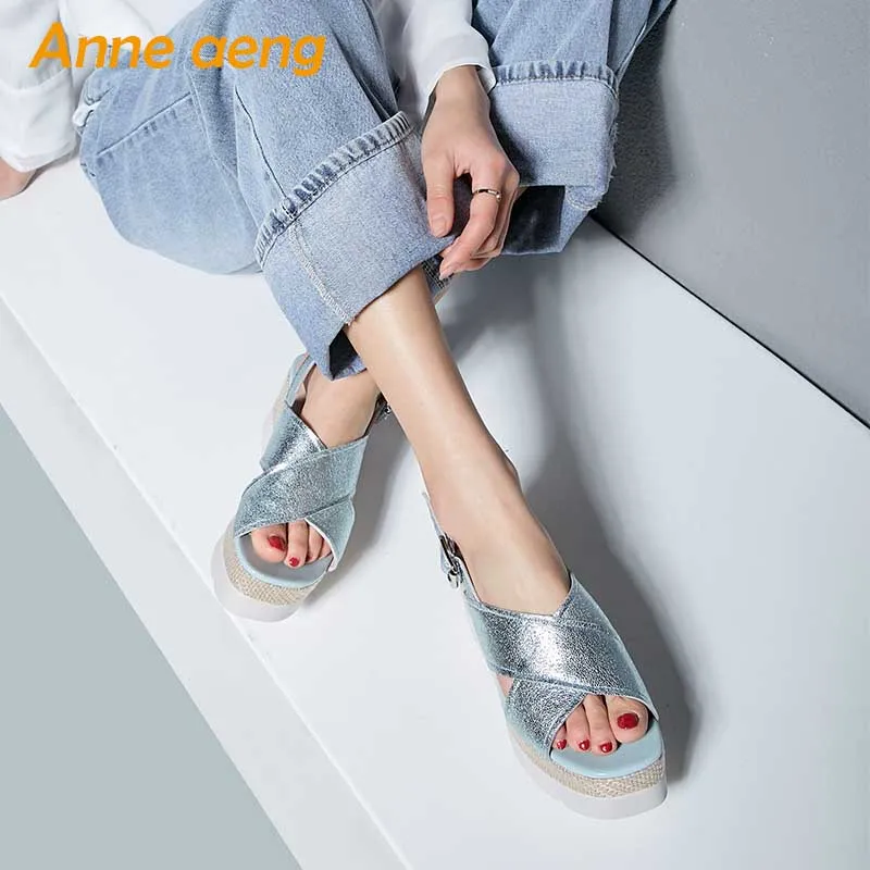 2019 г. новые летние женские босоножки из натуральной кожи Повседневная модная