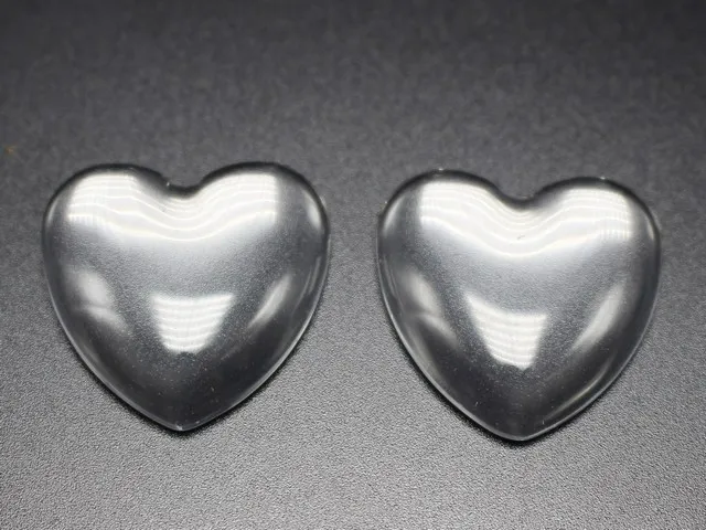 

20 Transparent Clear Love Heart Dome Flatback Glass Cabochon 25mm