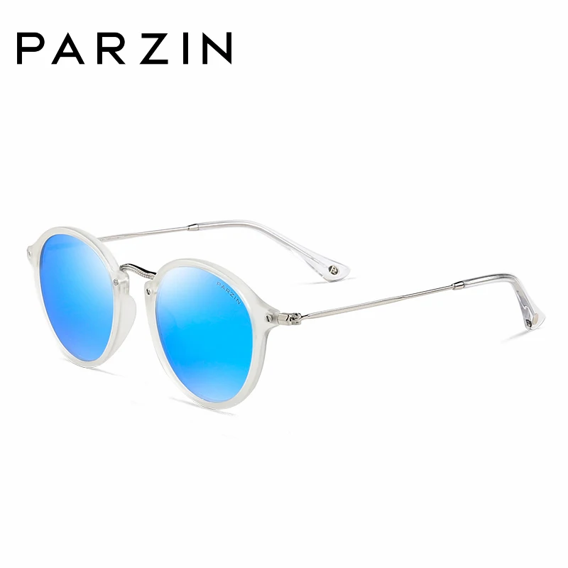Blue PARZIN TR90, солнцезащитные очки, поляризационные, унисекс, пара, стиль, круглое покрытие, зеркальные, солнцезащитные очки для вождения, солнцезащитные очки для вечеринок - Цвет линз: Blue