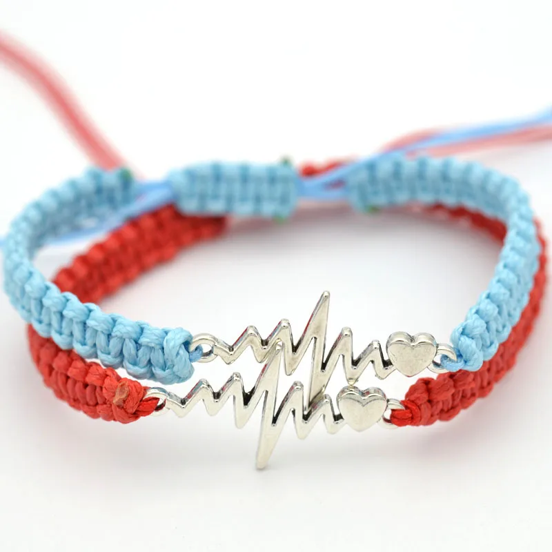 11 DIY ювелирные изделия делая браслеты для мужчин прелестная Веревка Цепь браслет для женщин Регулируемый Воск Веревка электрокардиограмма тепловые волны сплав - Окраска металла: 11