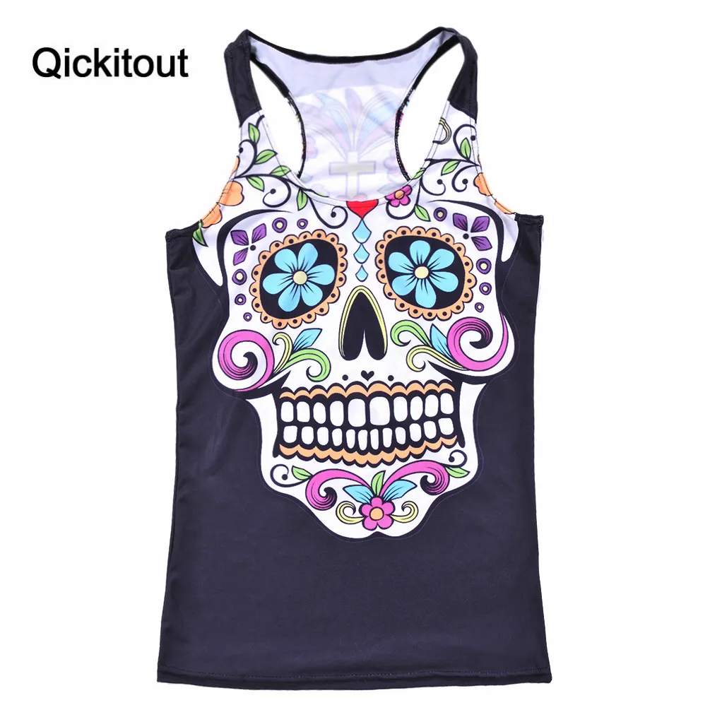 Женская майка с цифровым принтом пикантная модная без рукавов круглым вырезом