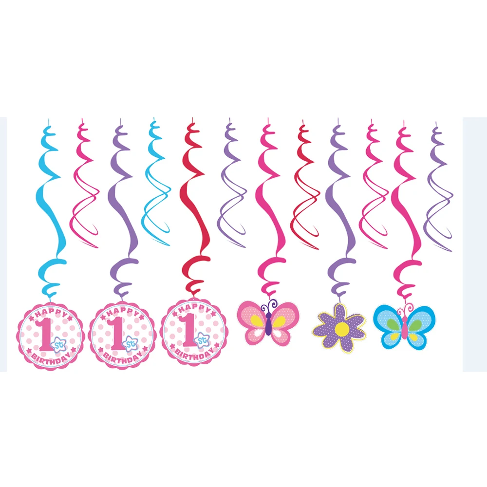 Hanging Dangling Swirl Decorations for (Boys Girls Adults) Birthday Shower Anniversary 1st/16th/30th/40th/50th Party | Дом и сад