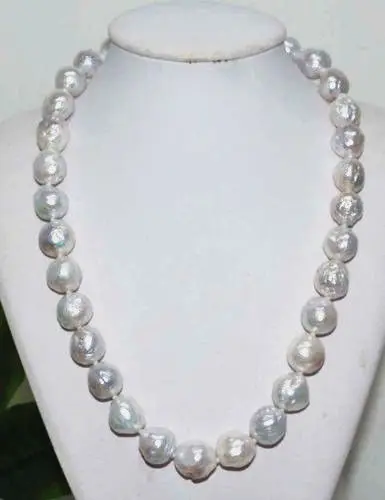 

baroque 18" AAA 12-11 MM SOUTH SEA NATURAL White PEARL NECKLACE