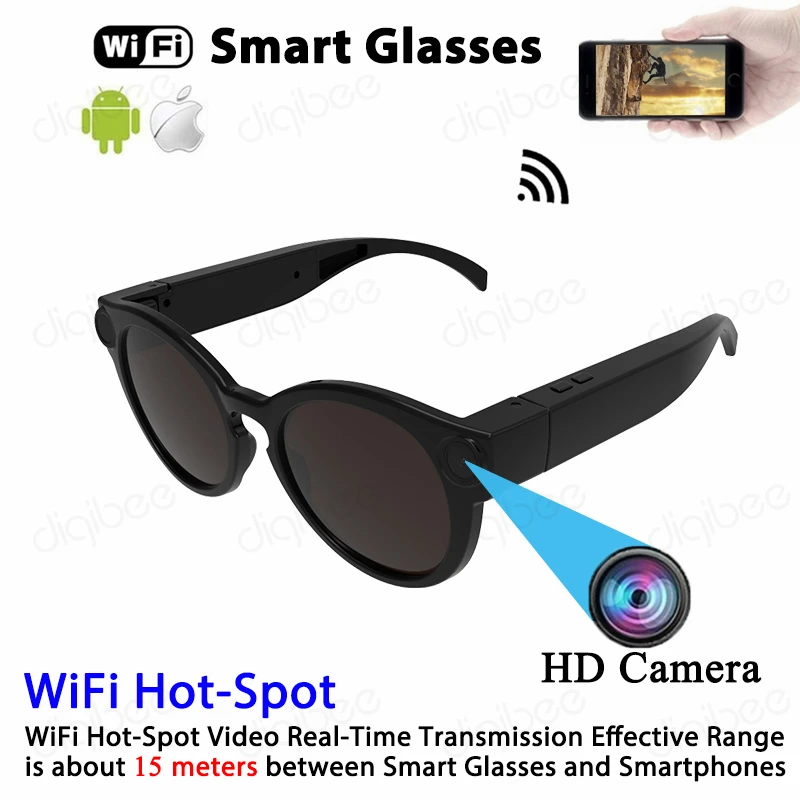 Full HD 1080P умные очки спортивные DV WiFi камера для IOS Android в режиме реального времени