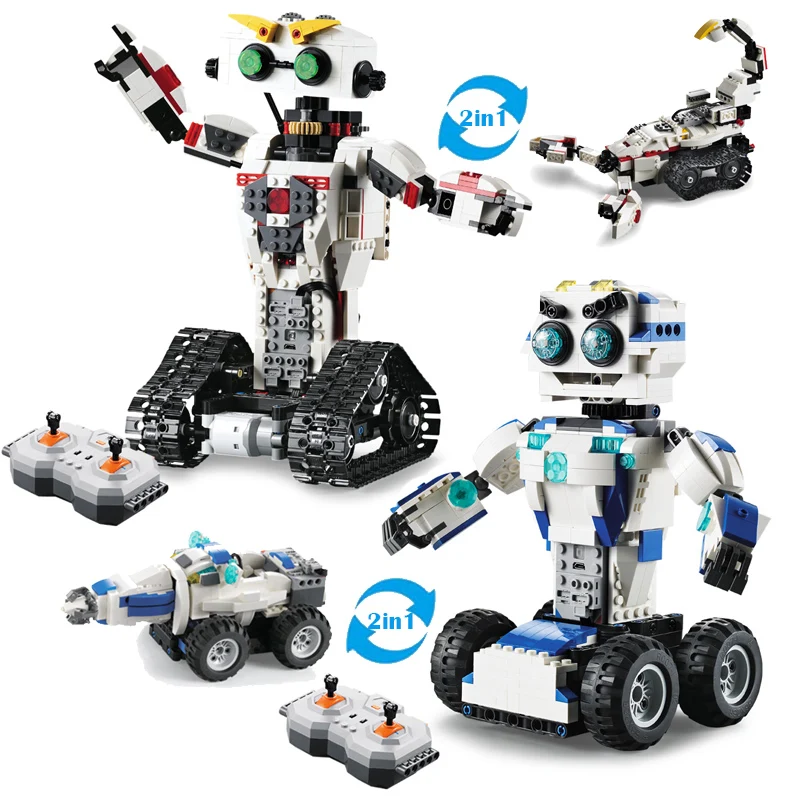 

High-Tech Space Robot Remote Control 2in1 Creator Building Blocks Bricks DIY Toys Enlighten For Children gifts Brioquedos
