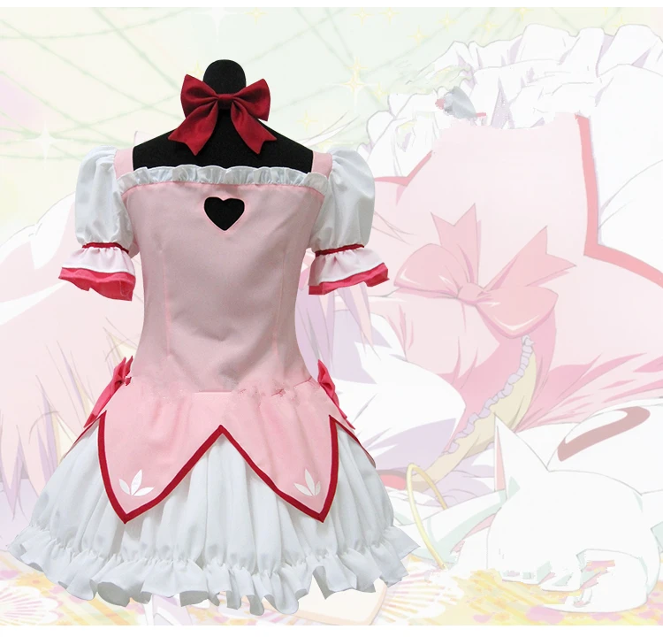SBluuCosplay Puella Magi Madoka Magica Magical Girl Kaname Madoka Cosplay Costume Short Ball Dress With Bowknots Cosplay Costume