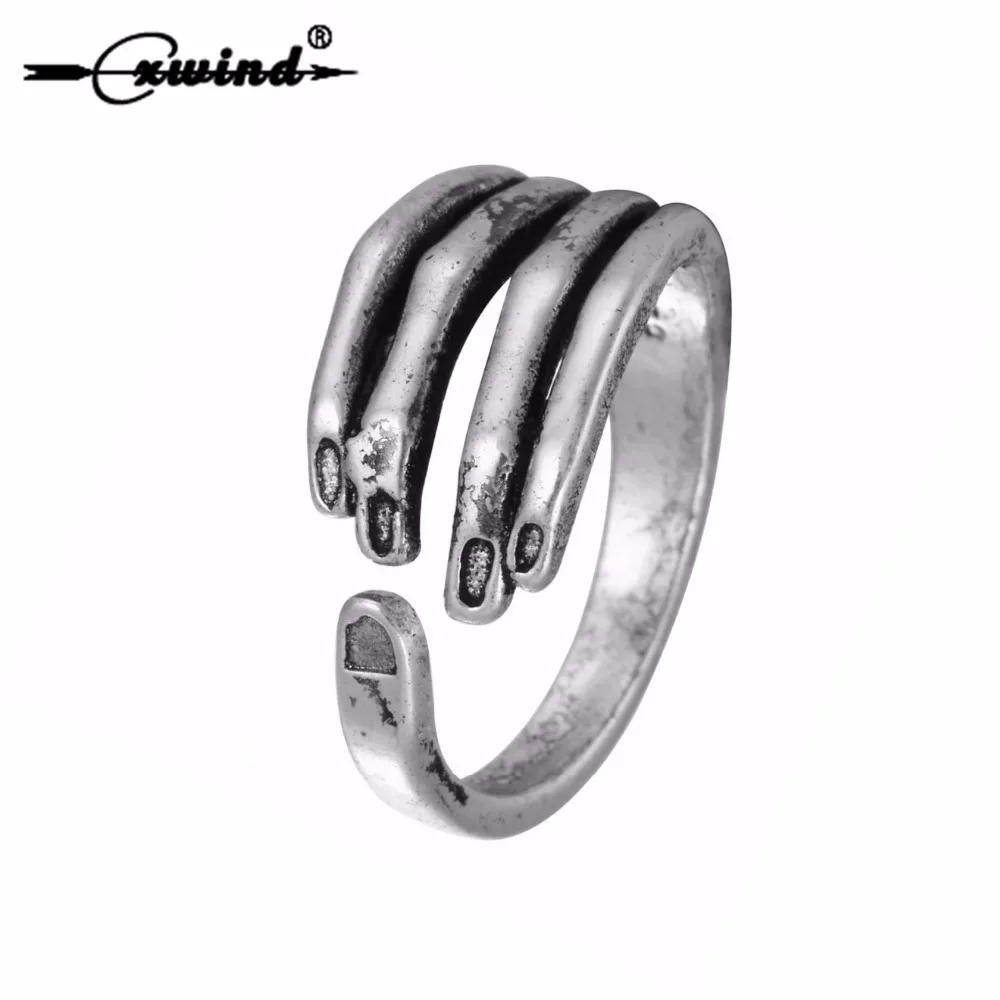 

Cxwind Creative Punk Midi Retro Skull Skeleton Ring Antique Hand Finger Ring For Women Jewelry Open Nail Rings Bijoux