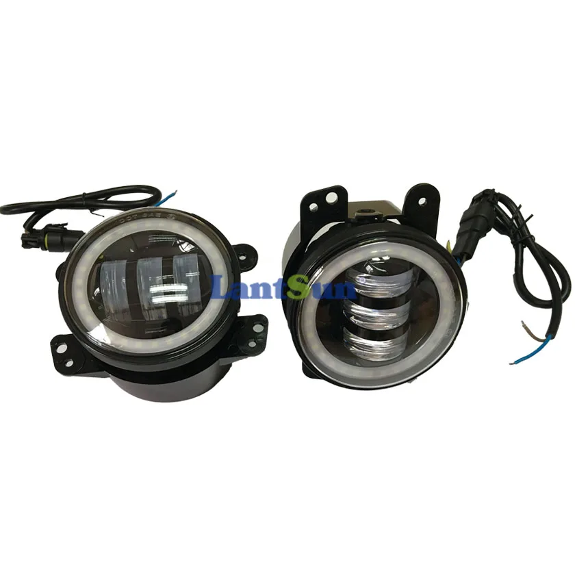 Пара J023R 6500K 30w 4 дюймовые светодиодные противотуманные фары с halo ring DRL Подходит