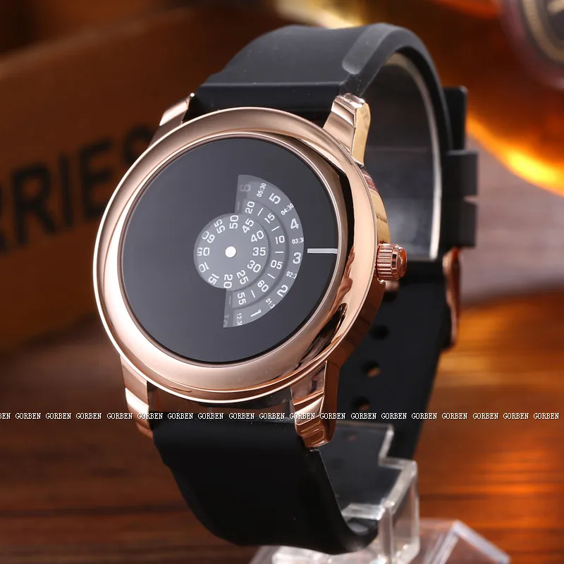 Новое поступление мужские подарки короткий дизайн черный резиновый ремешок