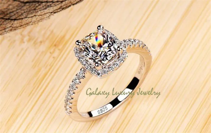 Женское кольцо из серебра 100% пробы с фианитом 4 карата|ring for women size|wedding rings women925