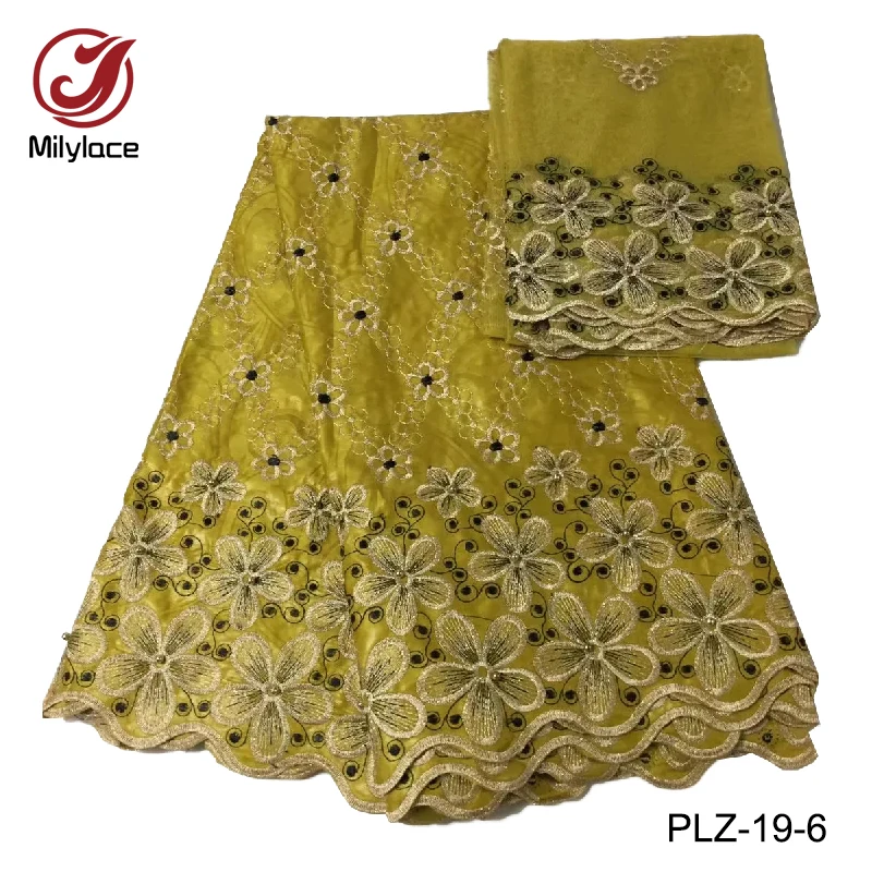 

High quality african bazin cotton fabric with beads 2 in 1 design nigerian brocade fabric for garment PLZ-19
