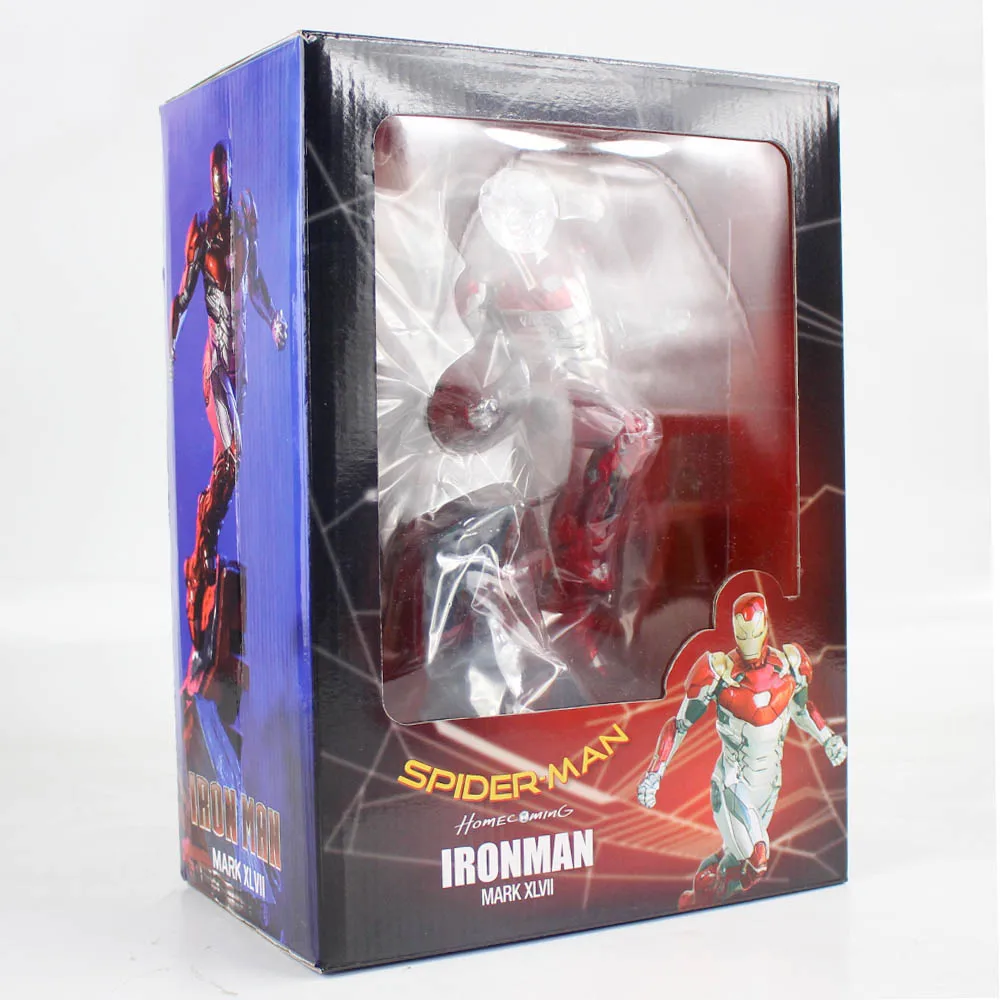 27cm with box 6 стилей танос Железный человек Человек-паук Дэдпул Дэнверс статуя Железный ПВХ Фигурки игрушки - Цвет: 27cm with box