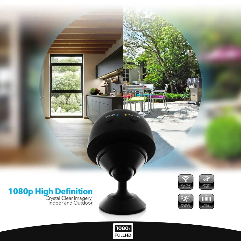Wifi IP мини камера беспроводная 1080P HD инфракрасная микро ИК ночного видения